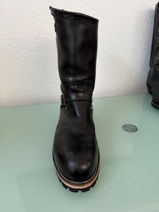 CHIPPEWA Black Leather steel-toed Motorcycle Boots Men\'s Size 12 main image 8